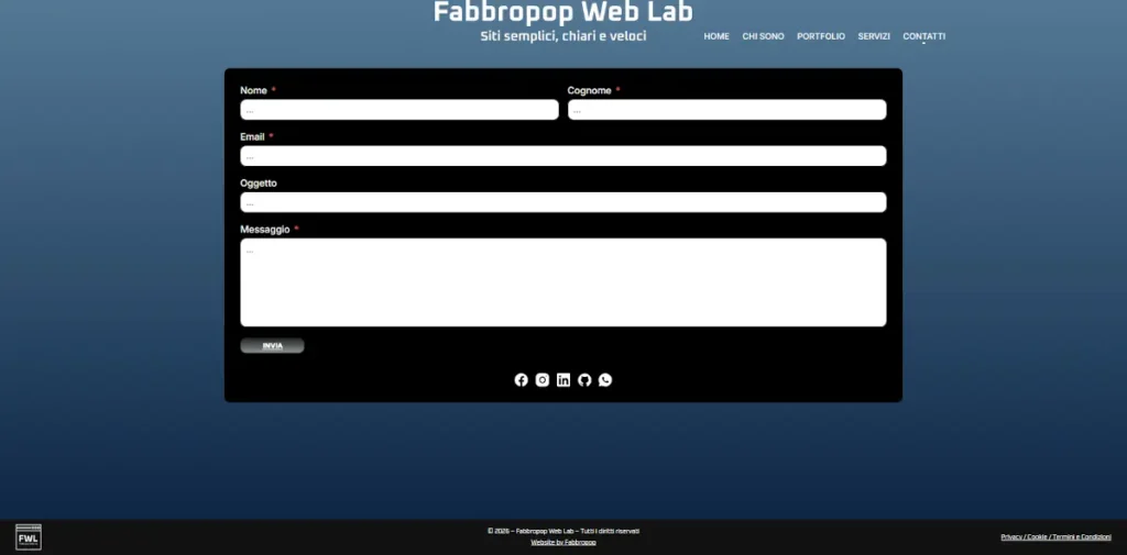 Pagina Pacchetti del sito Fabbropop Web Lab con le tre soluzioni Base, Pro e Premium per la realizzazione di siti web